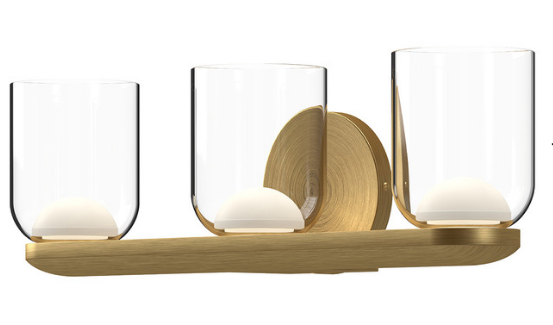 Kuzco Lighting VL52520-BG/CL 20 inch Cedar Clear Glass Contemporary Bathroom Vanity Sconce Light, Brushed Gold Finish