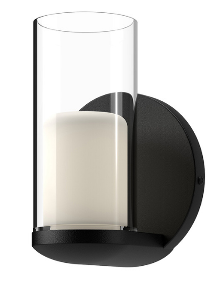 Kuzco Lighting WS53505-BK/CL 7 inch Birch Clear Glass Wall Sconce LED Light, Black Finish