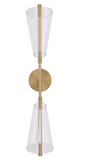 Kuzco Lighting WS62629-BG/LG 29 inch Mulberry Clear Double Glass Wall Sconce LED Light, Brushed Gold Finish