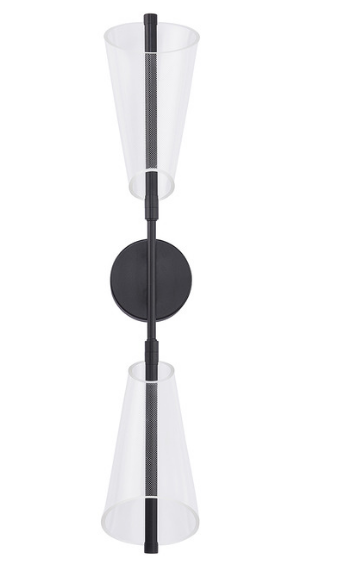 Kuzco Lighting WS62629-BK/LG 29 inch Mulberry Clear Double Glass Wall Sconce LED Light, Black Finish