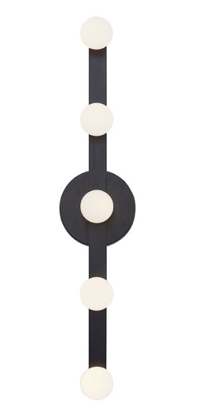 Kuzco Lighting WS63424-BK 25 inch Rezz 5 LED Light Wall Sconce, Black Finish