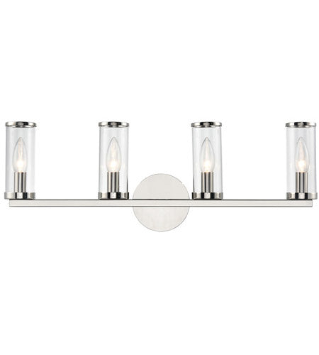 Alora Lighting WV309044PNCG Revolve 4 Light 25 inch Nickel Vanity Light Wall Light