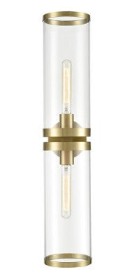 Alora Lighting WV311602NBCG LED Revolve II 2 Light 6 inch Vanity Wall Light Natural Brass Clear Glass Finish