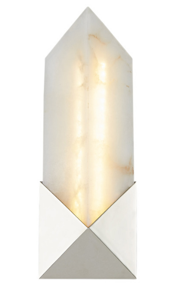 Alora Lighting WV323112PNAR Caesar 12 inches Tall Alabaster Glass LED Wall Sconce Light, Polished Nickel Finish