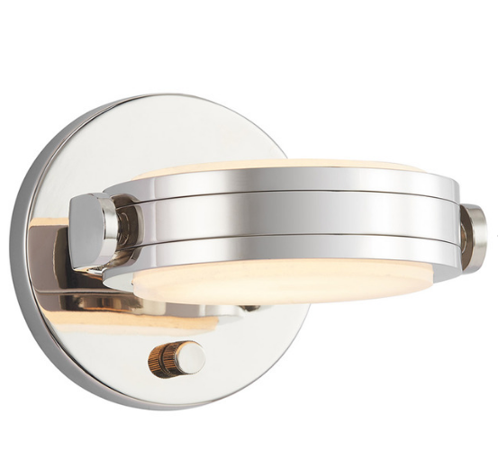 Alora Lighting WV325106PNAR Blanco 7.25 inches Wide Alabaster Glass Wall Sconce Light, Polished Nickel Finish