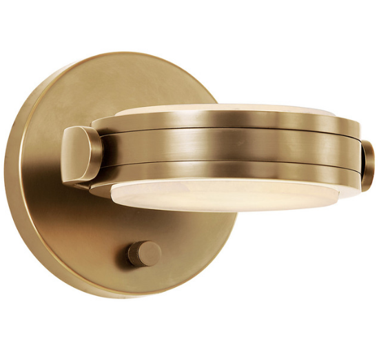 Alora Lighting WV325106VBAR Blanco 7.25 inches Wide Alabaster Glass Wall Sconce Light, Vintage Brass Finish