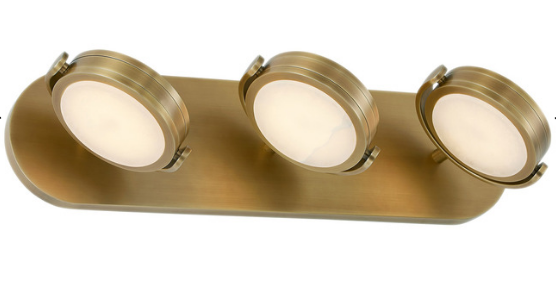 Alora Lighting WV325326VBAR Blanco 25.75 inches Wide Alabaster Glass Vanity Light, Vintage Brass Finish