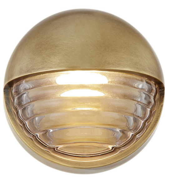 Alora Lighting WV330106VBCR Palais 5.63 inches Wide Clear Ribbed Wall Sconce Light, Vintage Brass Finish