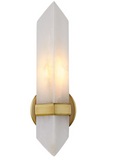Alora Lighting WV334105VBAR Valencia 15 inches Tall Alabaster Glass Wall Sconce Light, Vintage Brass Finish