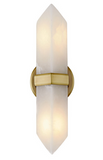 Alora Lighting WV334215VBAR Valencia 15 inches Tall Alabaster Glass Double Wall Sconce Light, Vintage Brass Finish