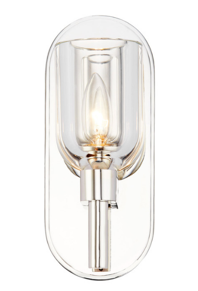 Alora Lighting WV338101PNCC Lucian 9 inches Tall Clear Crystal LED Wall Sconce Light, Polished Nickel Finish