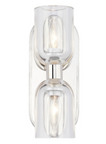 Alora Lighting WV338902PNCC Lucian 11.5 inches Tall Clear Crystal LED Bathroom Vanity Light, Polished Nickel Finish
