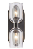Alora Lighting WV338902UBCC Lucian 11.5 inches Tall Clear Crystal LED Bathroom Vanity Light, Urban Bronze Finish