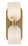 Alora Lighting WV338902VBAR Lucian 11.5 inches Tall Alabaster Glass LED Bathroom Vanity Light, Vintage Brass Finish