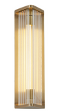 Alora Lighting WV339112VBCR Sabre 11 inches Tall Clear Ribbed LED Bathroom Vanity Light, Vintage Brass Finish