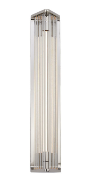 Alora Lighting WV339123PNCR Sabre 22.38 inches Tall Clear Ribbed LED Bathroom Vanity Light, Polished Nickel Finish