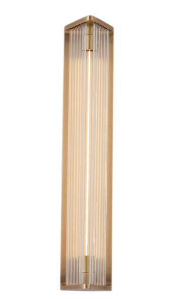 Alora Lighting WV339123VBCR Sabre 22.38 inches Tall Clear Ribbed LED Bathroom Vanity Light, Vintage Brass Finish