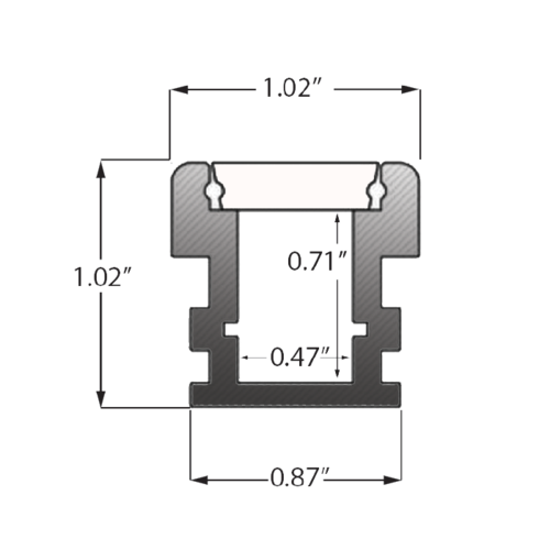 Core Lighting ALP24-LN98-FR LED 1 Inch Wide In-Ground Aluminum Profile - 98 Inches Frosted