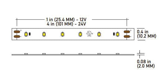 Core Lighting LSE-150-30K-16FT-24V ﻿1.5W Eco Series Indoor Flexible LED Strip 24 Volts Color Temperature 3000K, 16 Ft.