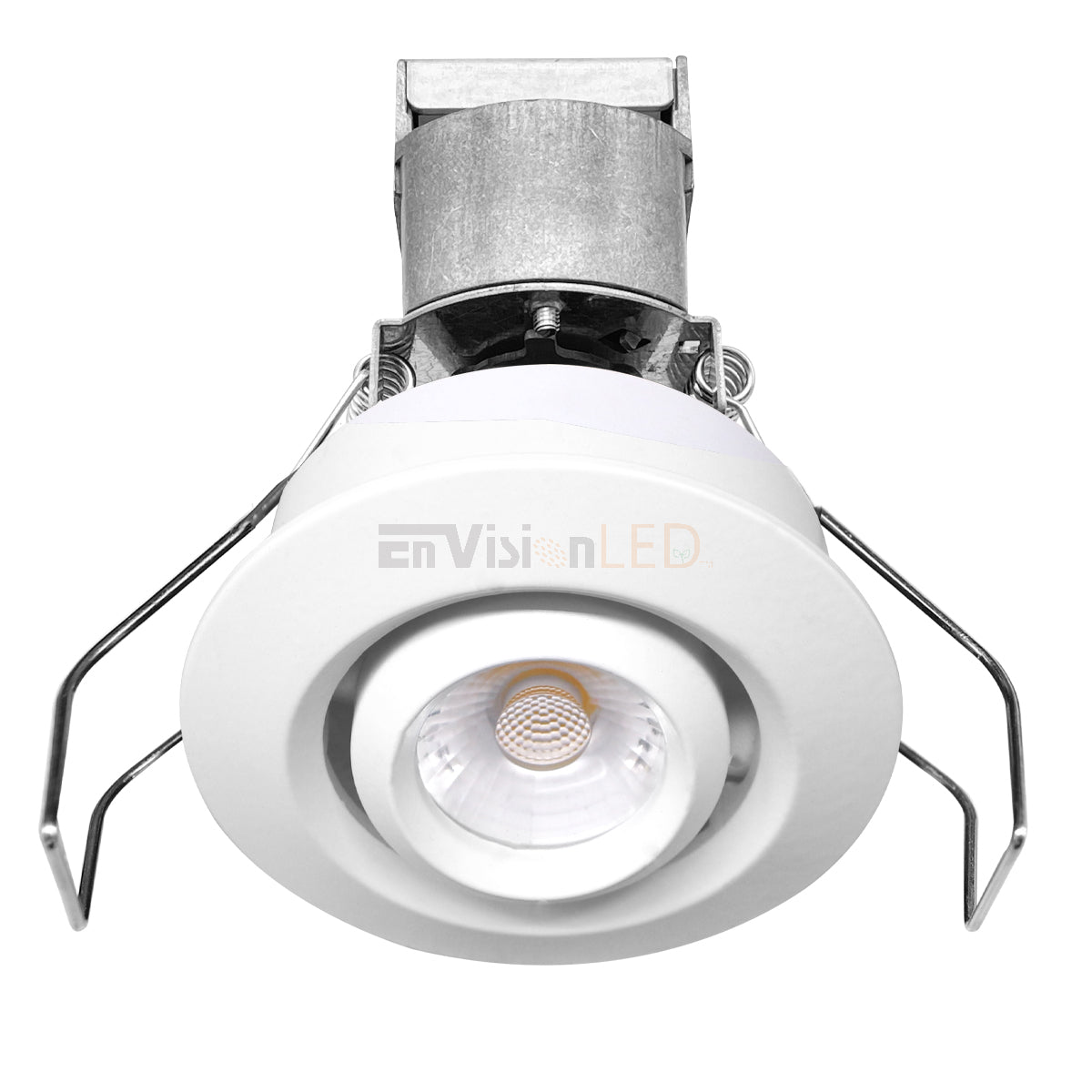EnvisionLED LED-MDL-1-ADJ-6W-30K-RD-WH-12V LED 1 Inch 12V Mini Gimbal Low Voltage Downlight Adjustable 3000K White Finish