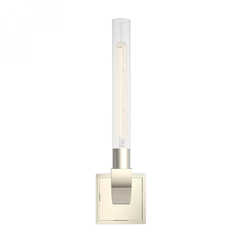 Alora Lighting WV316001PNCR Flute 1 Light 5 inch Vanity Light Wall Light Polished Nickel and Clear Ribbed Glass Finish