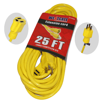 Westgate Lighting EX163-25, SJTW 16AWG/ 3 Conductor, 125V, outside Extension Cord